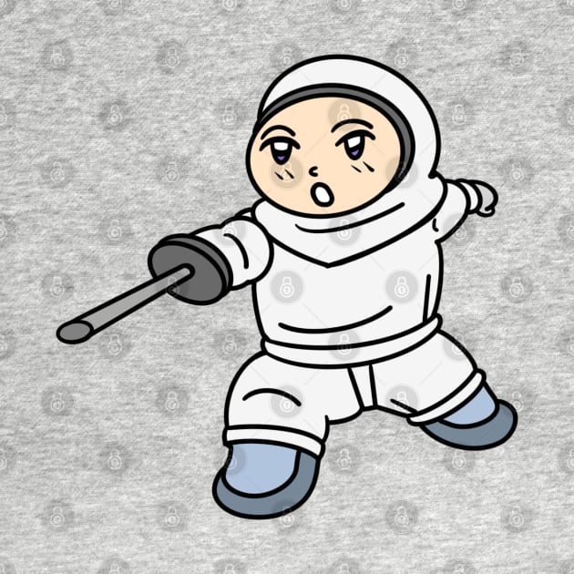 Cartoon kid fencing by Andrew Hau